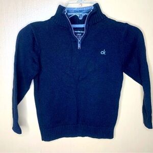 Calvin Klein Sweater Hanley Black Tight Knit Quarter Zip Long Sleeve